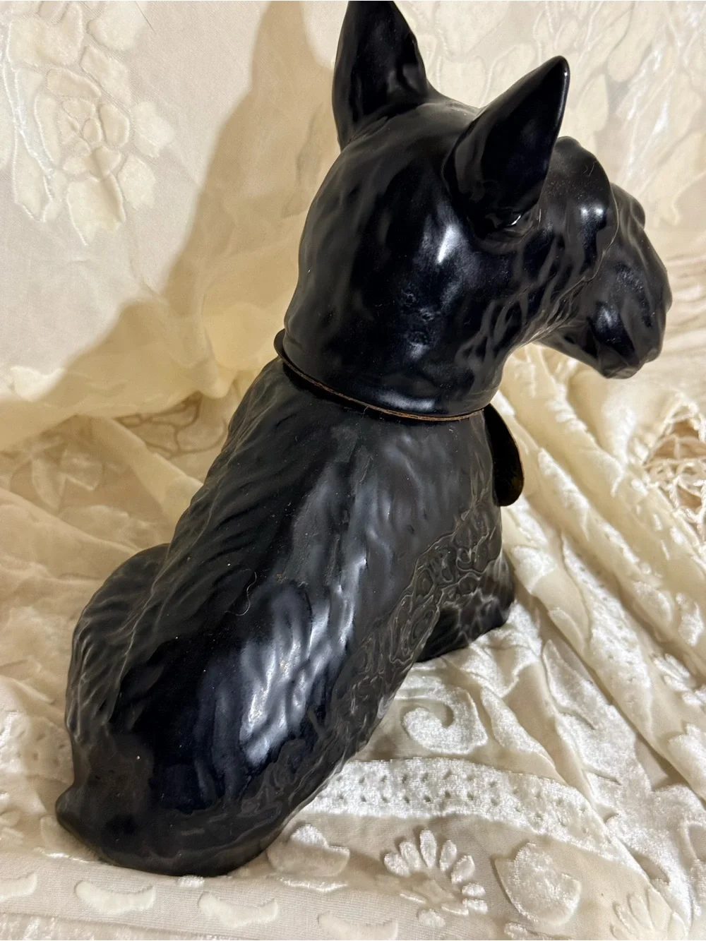 Vintage 1970 Black and White Scotch Whisky Black Scottie Dog Decanter EMPTY